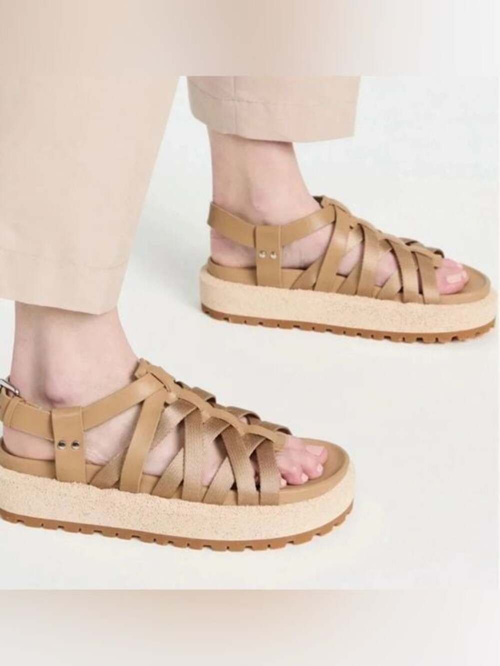 Rag & Bone - Park Platform Fisherman Sandals - Biscotti - Sz 39.5 (US 9.5)